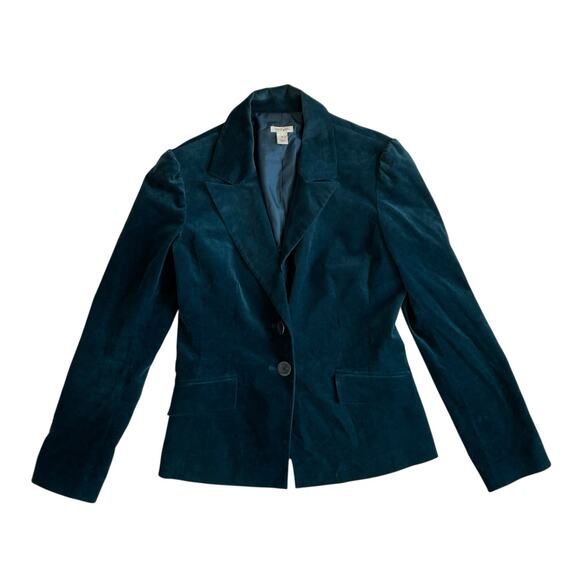 Halogen Women's Teal Blue Velvet Blazer Two Button Size Medium - Picture 1 of 16